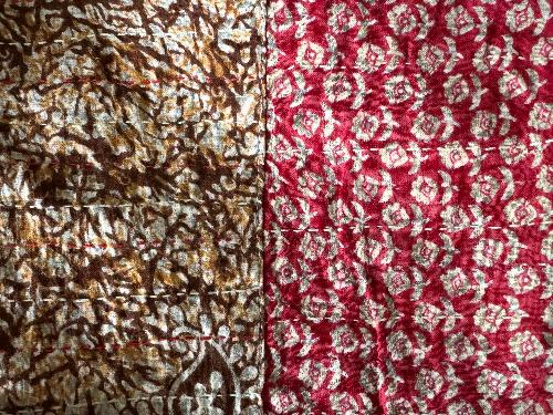 Recycled Saree Christmas Stocking (Red & Brown)