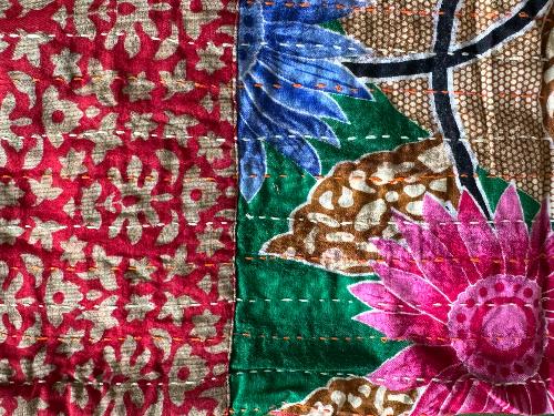 Recycled Saree Christmas Stocking (Green, Red & Blue)