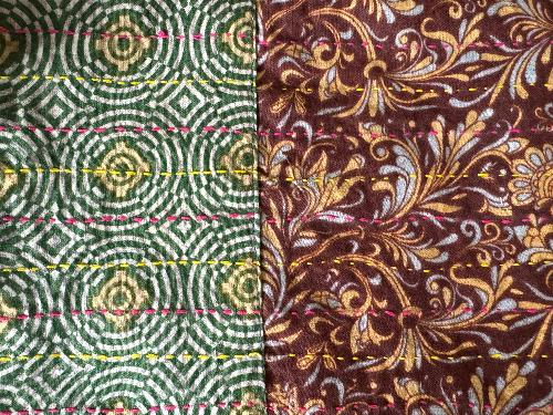 Recycled Saree Christmas Stocking (Brown & Green)