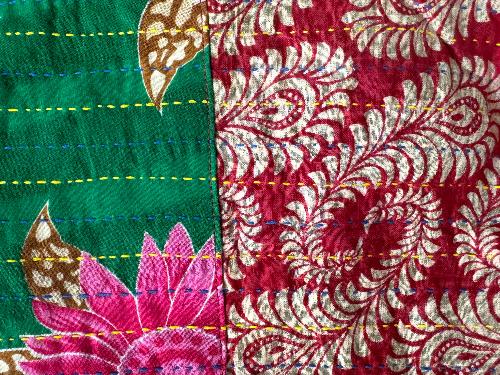 Recycled Saree Christmas Stocking (Red & Green)