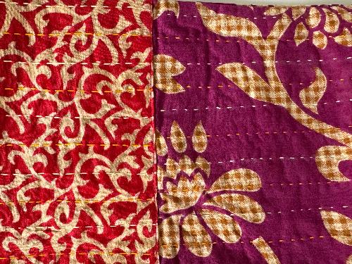 Recycled Saree Christmas Stocking (Purple & Red)