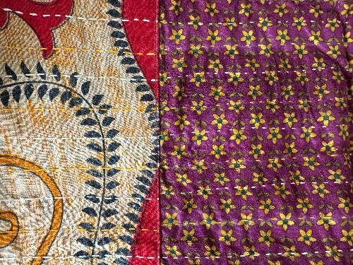 Recycled Saree Christmas Stocking (Purple & Yellow)