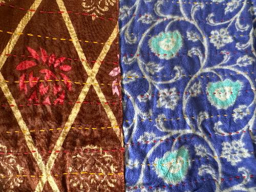 Recycled Saree Christmas Stocking (Blue & Brown)