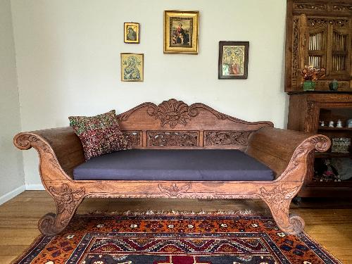 Recycled Saree Cushion (Red/Green)