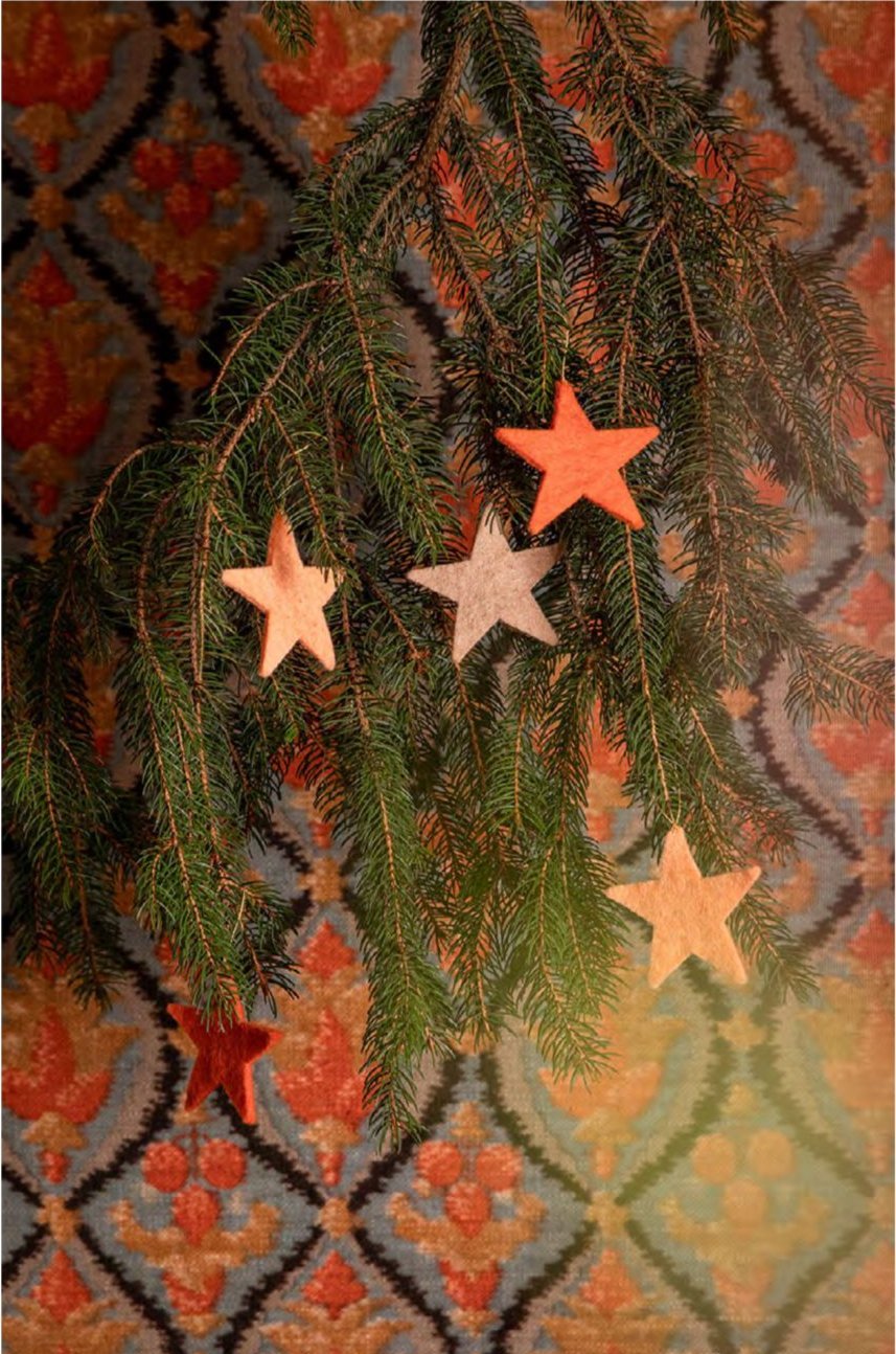 Set of 6 Festive Stars Decorations - Harmony Blush