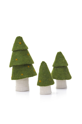 Set of 3 Christmas Fir Trees - Olive