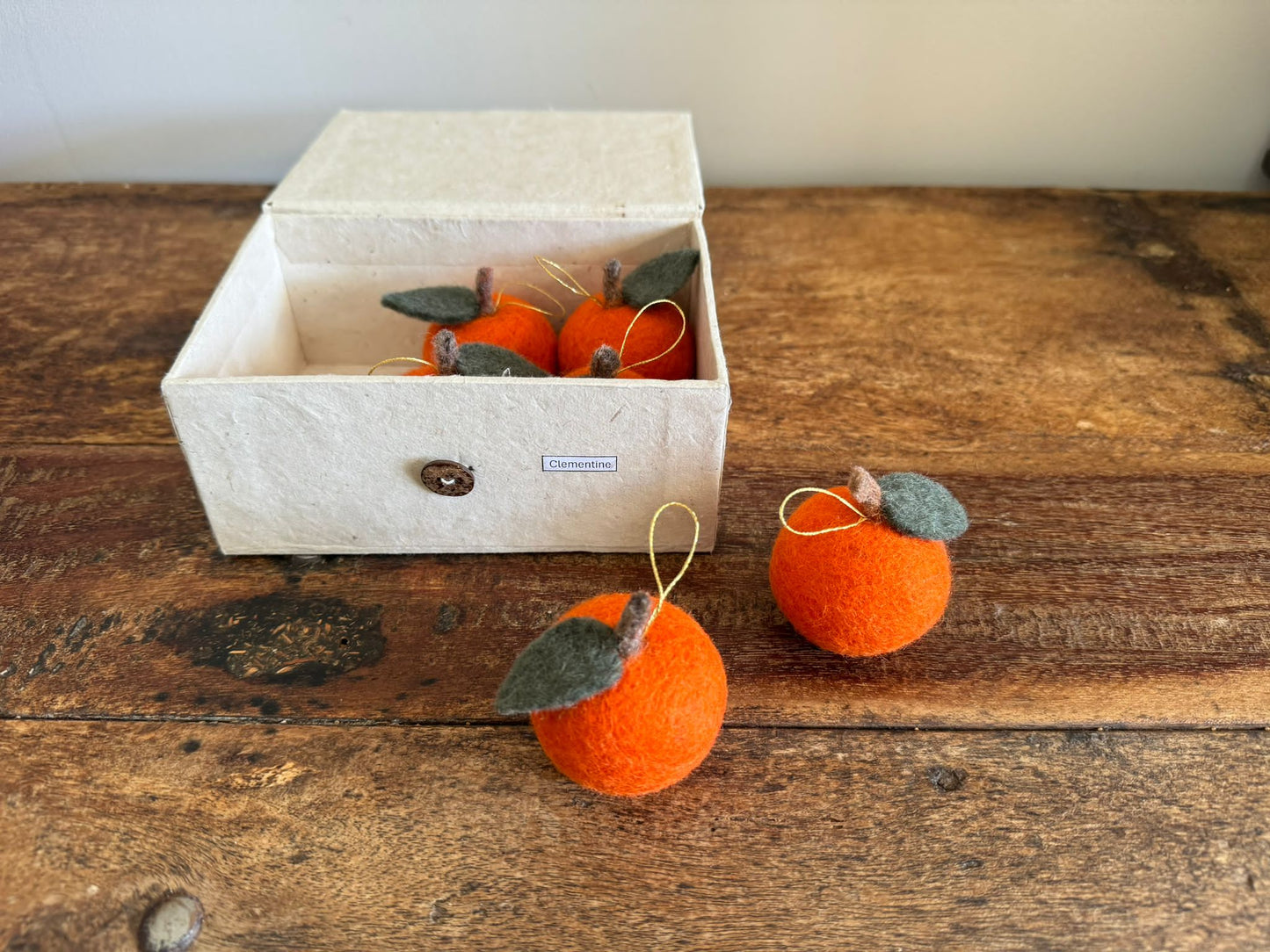 Box of 6 Clementine Felt Decorations