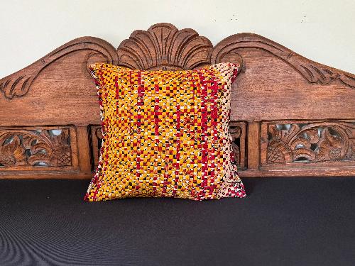 Recycled Saree Cushion (Yellow/Multi)
