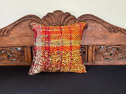 Recycled Saree Cushion (Yellow/Multi)