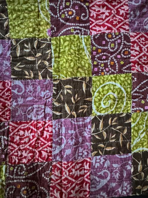 Recycled Saree Patchwork Cushion (Brown Multi)