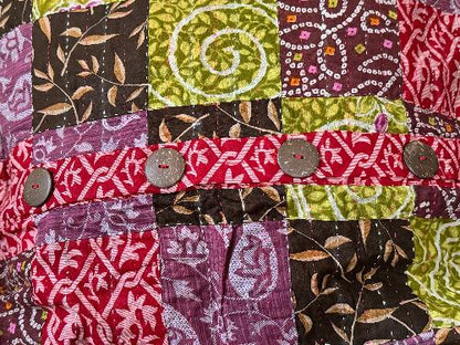 Recycled Saree Patchwork Cushion (Brown Multi)
