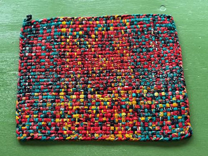 Recycled Saree Placemat (Red/Multi)